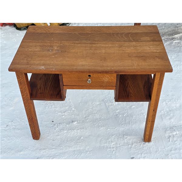 oak library table- 38" by 22" by 30"H