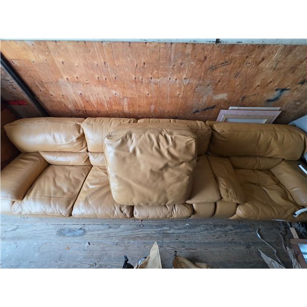 Leather couch, chair and foot stool
