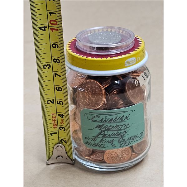 Jar of Canadian Pennies (Magnetic - Not Confirmed), 1931 Canadian Nickle