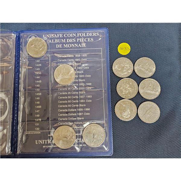 (10) Canadian One Dollar Coins, Collectors Book
