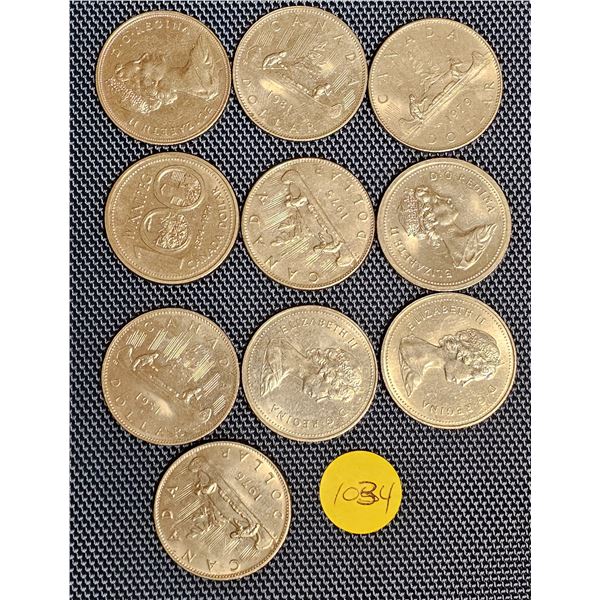 (10) Canadian One Dollar Coins