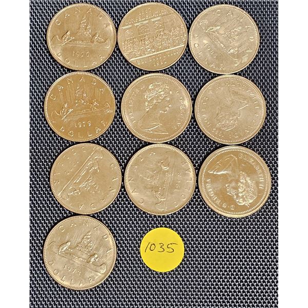 (10) Canadian One Dollar Coins