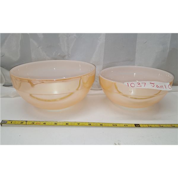 two oven fire-king ware mixing bowls