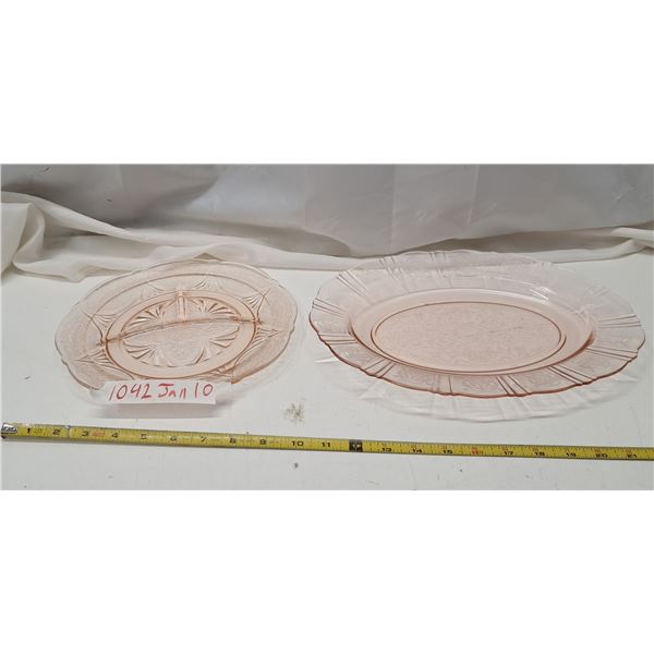 pink depression plates