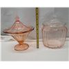 Image 2 : bisque dish pink glass + candy dish ( mis-matched lids)