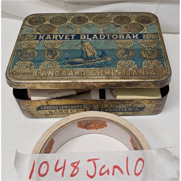 Vintage Tobacco Tin With Matches