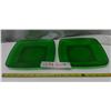 Image 1 : 2 green glass plates