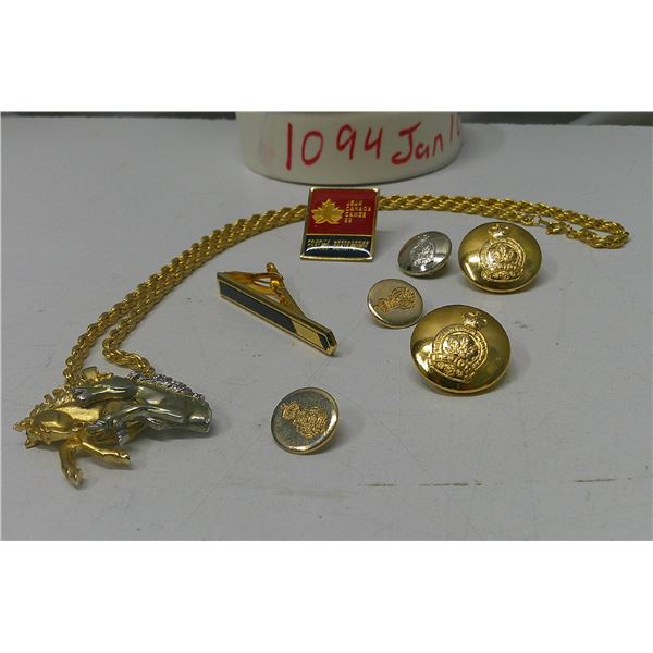 horse necklace + buttons