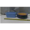 Image 2 : Pyrex bread dish + 6 Meito China plates