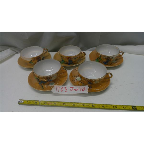 5 China tea cups w/ plates