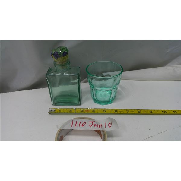 green glass cup + jar