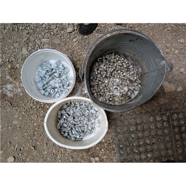 Vintage Pail Full of Variety Hex Nut Bolts as Shown Variety Length/Size