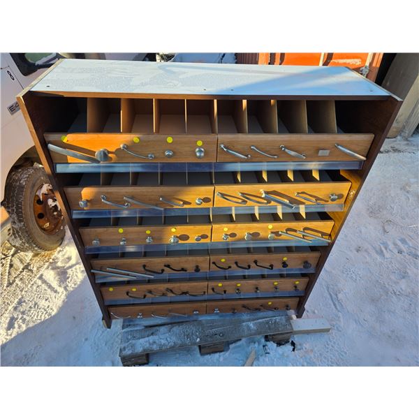 Parts/hardware display bin for stores- 46" by 16" by 54"H