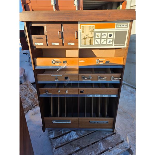 Parts/hardware display bin for stores- 46" by 16" by 68"H