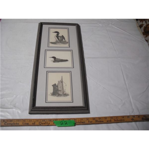 framed glen scrimshaw (sketches?) (21-1/2"x9-3/4")