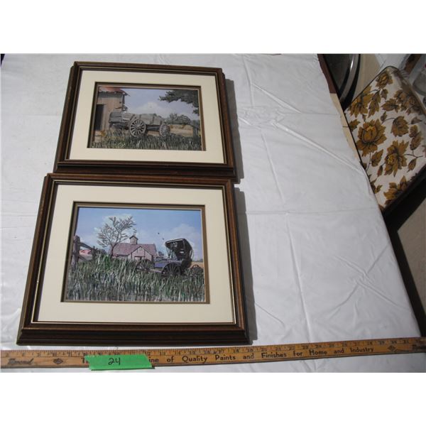 21 paper tole pictures, framed (13.5 x15 3/4")