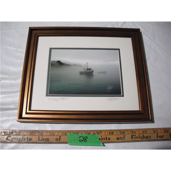 2007 rolling mist picture in frame signed looks like R. Stone (9 3/4 x 3/4")