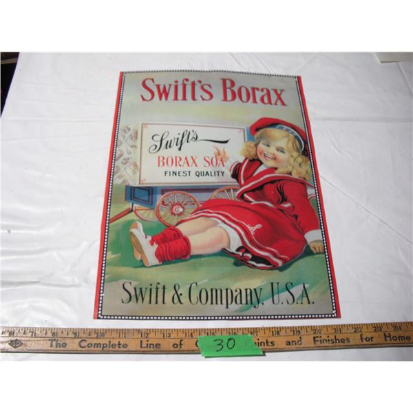 swifts borax tin sign (11 3/4 x 15 3/4")