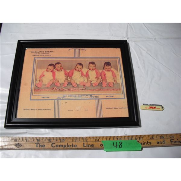 mcgavins bread advertising in frame (9.5x12) + caravan bread razor knife