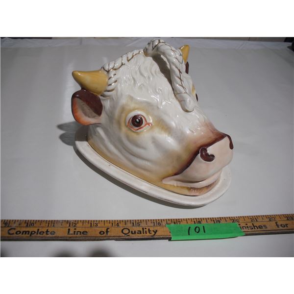 1895 cows head cheese serving dish with RD date code on lid and plate (9" long)