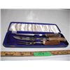 Image 1 : birks 3 pc bone handle carving set on original case