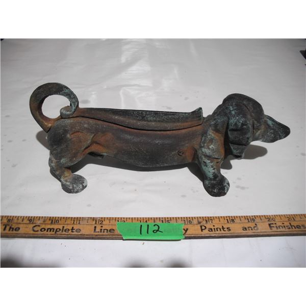 vintage cast iron dachshund dog boot scraper (13" long)