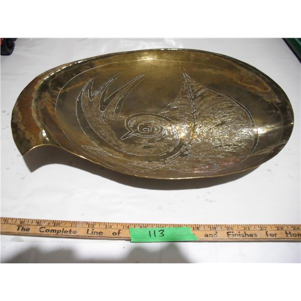 vintage unique otter studios canada large brass bowl (20.5 wide)