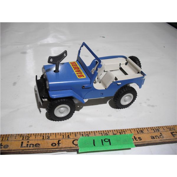 vintage ites wind up servis jeep w/ key (working)