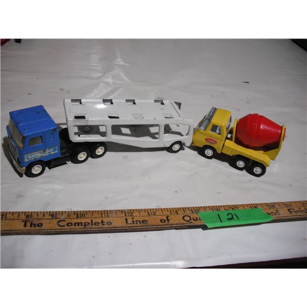 tonka small cement truck + buddy L semi + tonka trailer