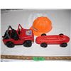 Image 1 : bruder plastic jeep, plastic car +tonka kids toy work hat