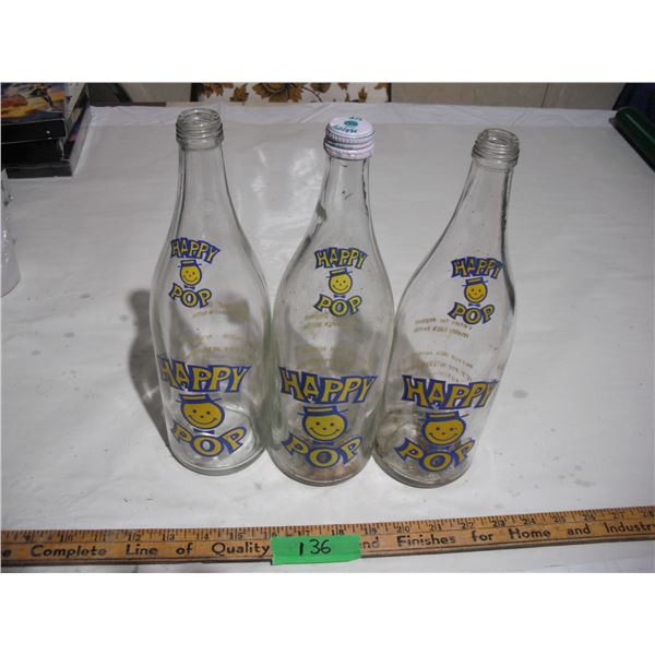 (3) happy pop 30 oz pop bottles