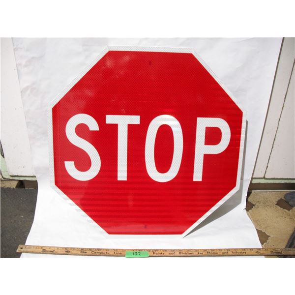 unused aluminum reflective stop sign (23 3/4x23 3/4)