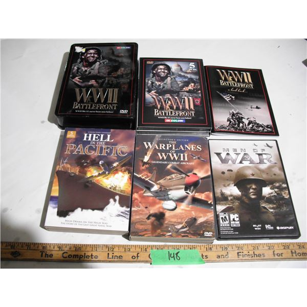 war related dvd's + men of war pc dvd rom software