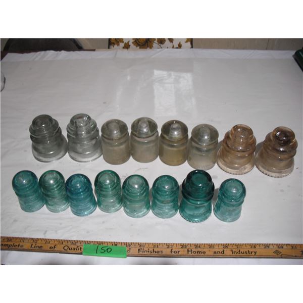 (16) insulators clear and colored