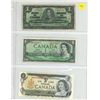Image 1 : (3) Canada One Dollar Bank Notes – 1937, 1954, 1973
