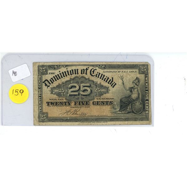 1900 Dominion of Canada 25 cent Shin Plaster