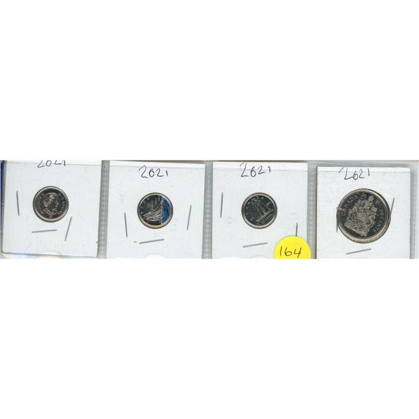 2021 Canada (3) Dime Set (New Bluenose, Old Bluenose, Coloured Waves) & 2021 Canada 50 cent coin