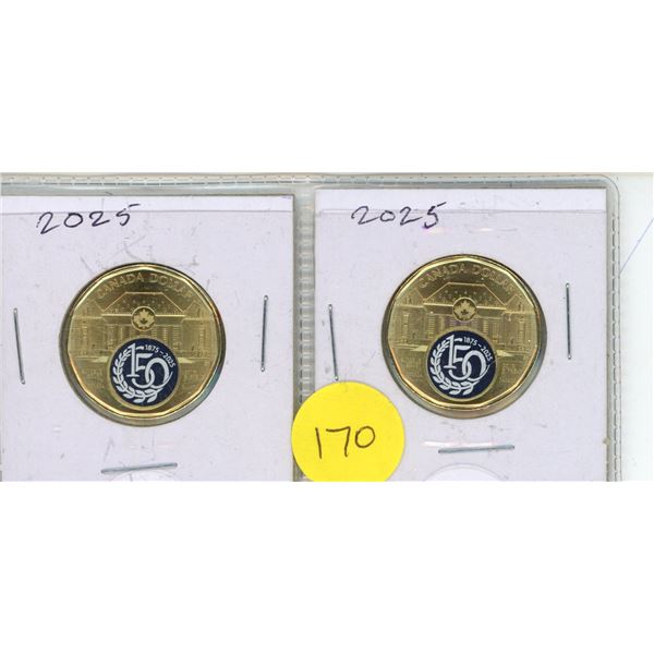 (2) 2025 “Supreme Court of Canada150 Years” One-Dollar Coloured Loonie