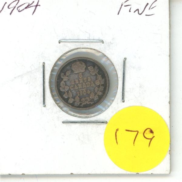 1904 Canada Silver 5 cent Coin