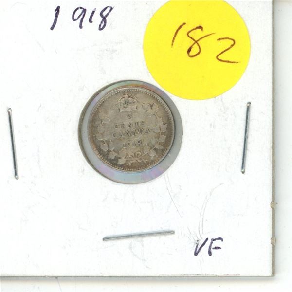 1918 Canada Silver 5 cent Coin
