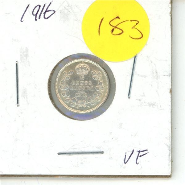 1916 Canada Silver 5 cent Coin