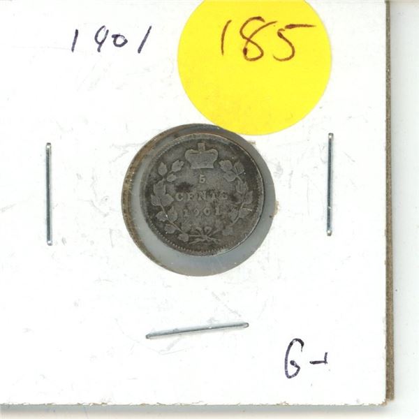 1901 Canada Silver 5 cent Coin