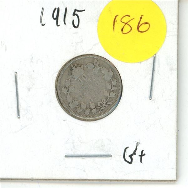 1915 Canada Silver 10 cent Coin