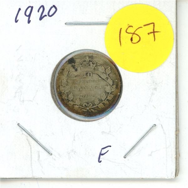 1920 Canada Silver 10 cent Coin