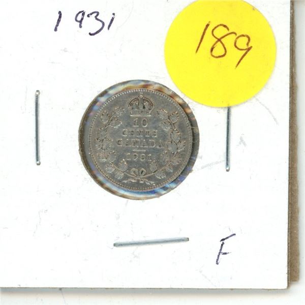 1931 Canada Silver 10 cent Coin