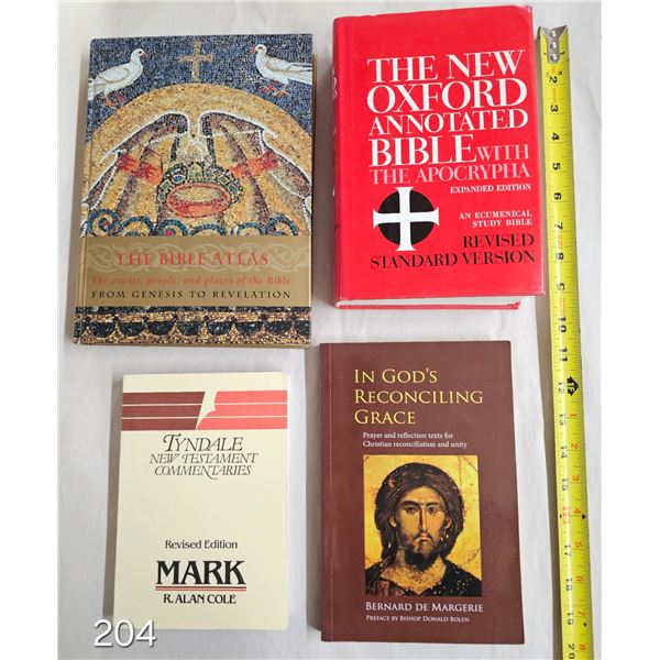 Books: Bible Atlas, New Testament (Mark), Oxford Bible, etc