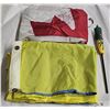 Image 1 : Canadian flag, Ukrainian flag and small Saskatchewan flag, all made of cloth and in good condition.