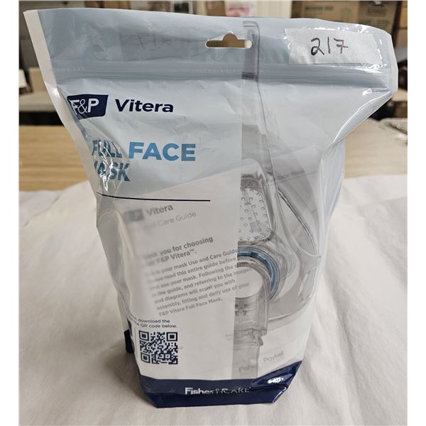 Never used, in factory sealed bag: Vitera Full Face Mask for sleep apnea CPAP machines. Size: Large.