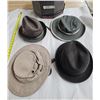 Image 1 : A couple of men’s hats in a hat box plus one Tilley hat and another similar one, all large 