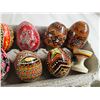 Image 3 : Eleven Ukrainian Easter eggs (4 wooden), one Easter egg stand and book on Ukrainian Easter Eggs (pys